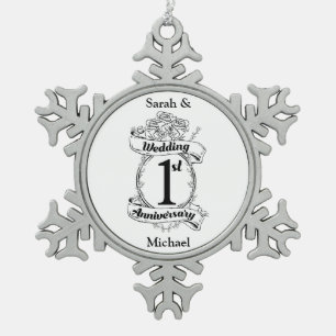 Ornement Flocon De Neige 1er anniversaire Mariage