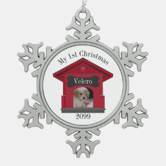 Ornement Flocon De Neige 1er Chien de Noël Télécharger Photo Dog House w Bo