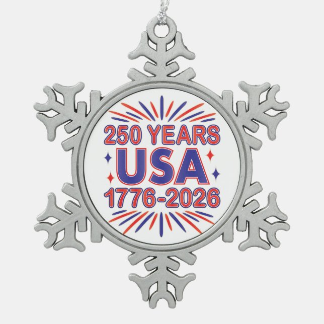 Ornement Flocon De Neige 250 ans USA | Semiquinentenaire 1776-2026 (Devant)