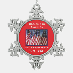 Ornement Flocon De Neige 250e anniversaire USA Patriotique Dieu bénisse l'A