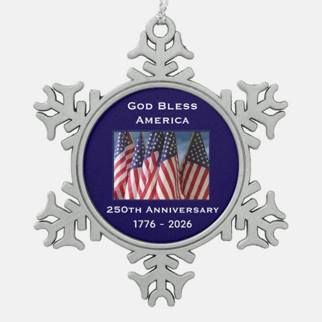 Ornement Flocon De Neige 250th Anniversary USA Patriotic God Bless America  (Devant)