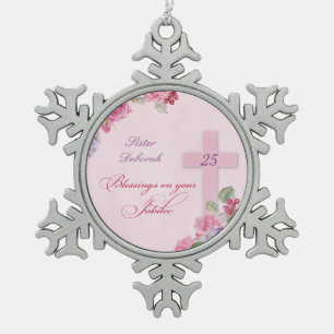 Ornement Flocon De Neige 25e anniversaire de la vie religieuse Nonne cathol