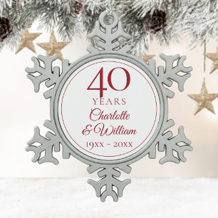 Ornement Flocon De Neige 40e anniversaire de mariage élégant rubis