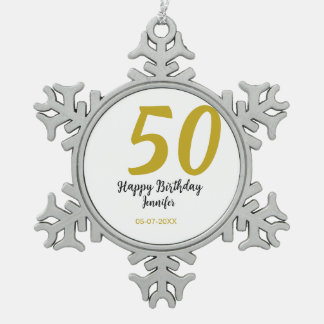 Ornement Flocon De Neige 50e anniversaire ajouter nom date année noire modè