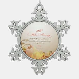 Ornement Flocon De Neige 50e anniversaire de mariage, que le Seigneur bénis