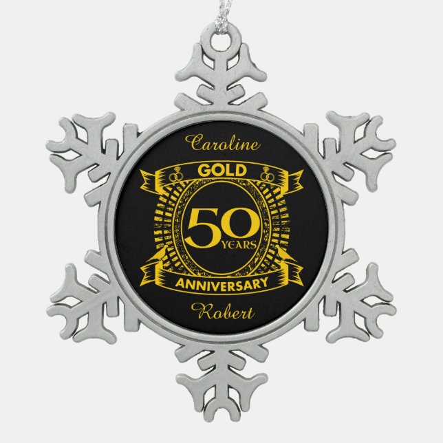 Ornement Flocon De Neige 50e anniversaire du Mariage d'or (Devant)