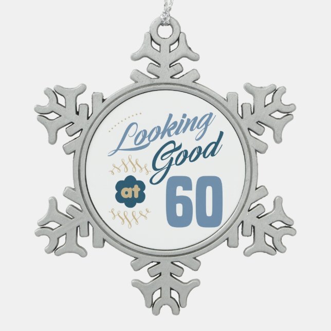 Ornement Flocon De Neige 60e anniversaire A l'air bon (Devant)