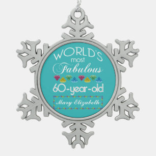 Ornement Flocon De Neige 60e anniversaire plus fabuleux gemme coloré Turqu