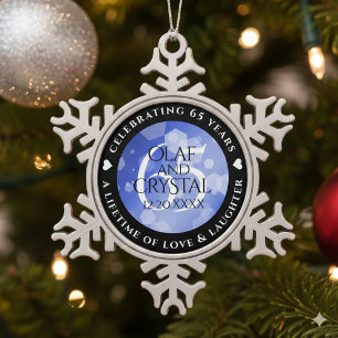 Ornement Flocon De Neige 65e anniversaire de l'élégant Mariage Blue Sapphir
