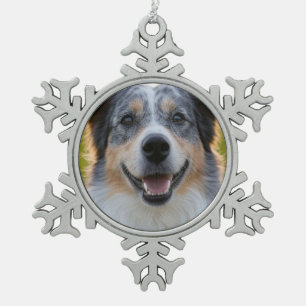 Ornement Flocon De Neige Ajouter une Personnaliser photo pour animaux domes