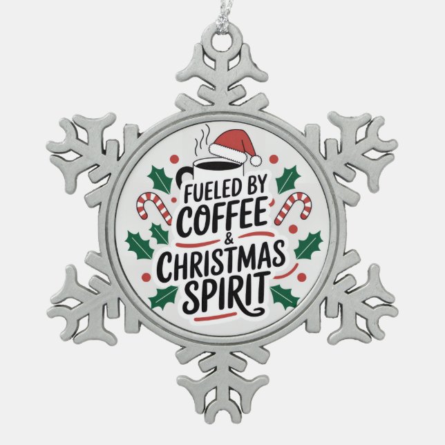 Ornement Flocon De Neige Alimenté par Café & Esprit de Noël (Devant)
