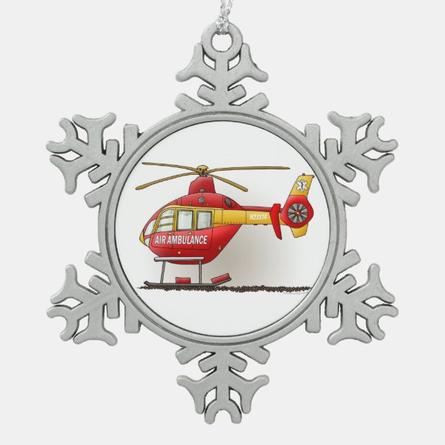 Ornement Flocon De Neige Ambulance d'hélicoptère (Devant)