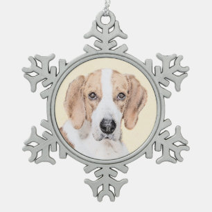 Ornement Flocon De Neige American Foxhound Paining - Cute Original Dog Art