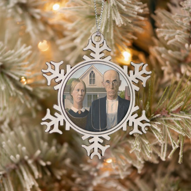 Ornement Flocon De Neige American Gothic : Vie rurale pauvre paysan (Arbre)