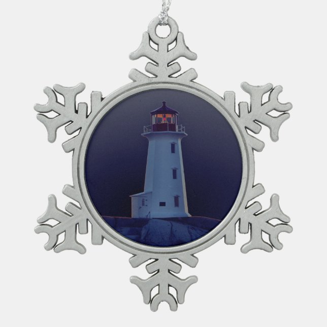 Ornement Flocon De Neige Ameublement phare Peggy's Cove Nouvelle-Écosse ble (Devant)