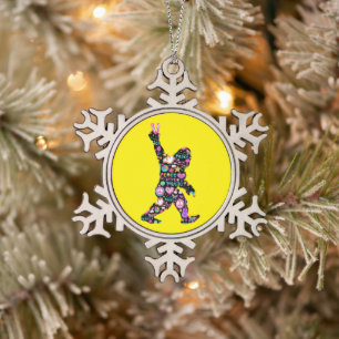 Ornement Flocon De Neige Amour de la paix Bigfoot Hippie Drôle Amateur de B