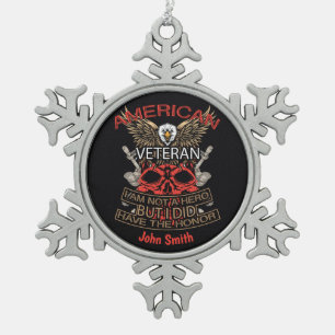 Ornement Flocon De Neige Ancien combattant américain patriotique personnali