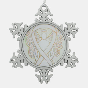 Ornement Flocon De Neige Ange de ruban de la conscience blanche Customisé