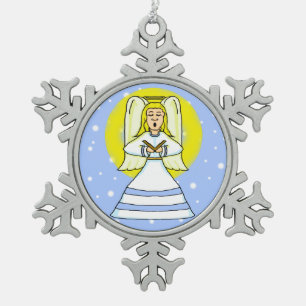 Ornement Flocon De Neige Ange Pewer Ornament de Noël