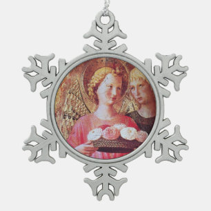 ORNEMENT FLOCON DE NEIGE ANGEL AVEC ROSES
