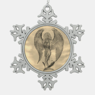 Ornement Flocon De Neige Angel en style tatouage