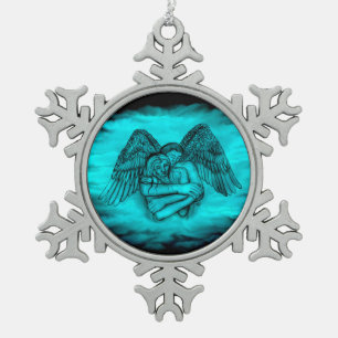 Ornement Flocon De Neige Angel Eros en amour, design noir et vert