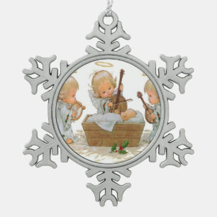 Ornement Flocon De Neige Angels dans le flocon d'hiver de maître de Noël ou
