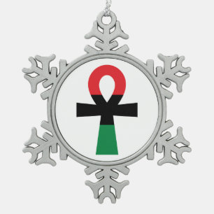 Ornement Flocon De Neige Ankh Rouge, Noir & Vert