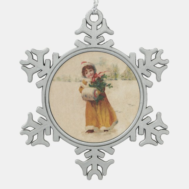 Ornement Flocon De Neige Antique Fille de Noël Enfant d'hiver (Devant)