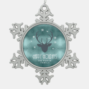 Ornement Flocon De Neige Antlers de cerfs Silhouette et flocons de neige Tu