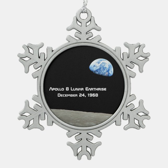 Ornement Flocon De Neige Apollo 8 Lunar Earthrise 50e Anniversaire (Devant)