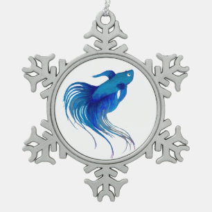 Ornement Flocon De Neige Aquarelle Bêta bleue