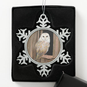 Ornement Flocon De Neige Aquarelle Chouette Oiseau Nature Art