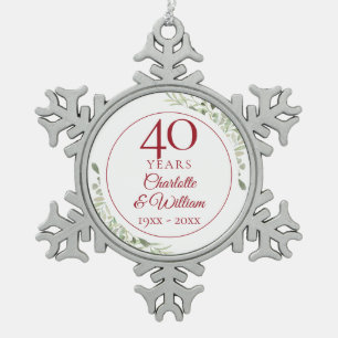 Ornement Flocon De Neige Aquarelle douce 50e anniversaire de verdure