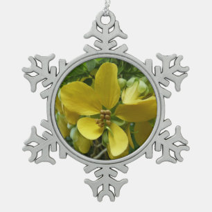Ornement Flocon De Neige Arbre à douche dorée Tropical Jaune Floral