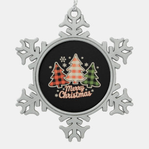 Ornement Flocon De Neige Arbre de Noël joyeux Buffalo à carreaux Xmas vacan