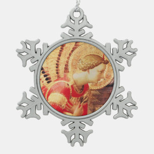 ORNEMENT FLOCON DE NEIGE ARCHANGEL GABRIEL EN ROUGE ET OR