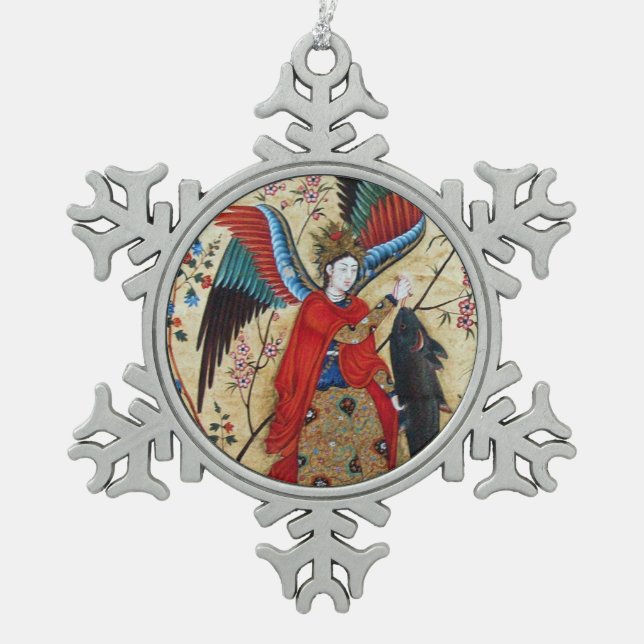 ORNEMENT FLOCON DE NEIGE ARCHANGEL RAPHAEL ET PARCHEMENT DE POISSON (Devant)