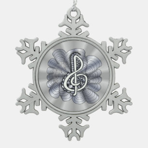 Ornement Flocon De Neige Argent métallique Clé Clé Art Musical