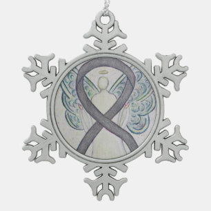 Ornement Flocon De Neige Argent Sparkour Sensibilisation Ribbon Angel Ornem