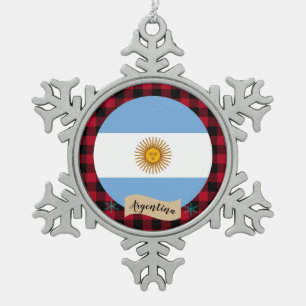 Ornement Flocon De Neige Argentine patriotique, plaid de buffle, drapeau ar