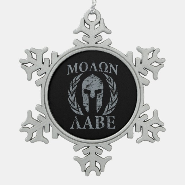 Ornement Flocon De Neige Armure spartiate grunge de Molon Labe (Devant)