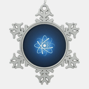 Ornement Flocon De Neige Atome lumineux bleu Nerd