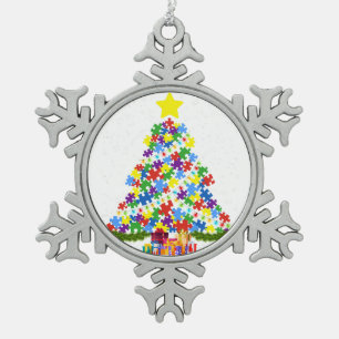 Ornement Flocon De Neige Autisme - Arbre de Noël