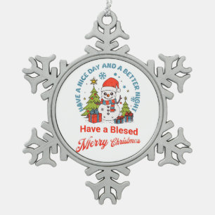 Ornement Flocon De Neige Ayez un Joyeux Noël béni
