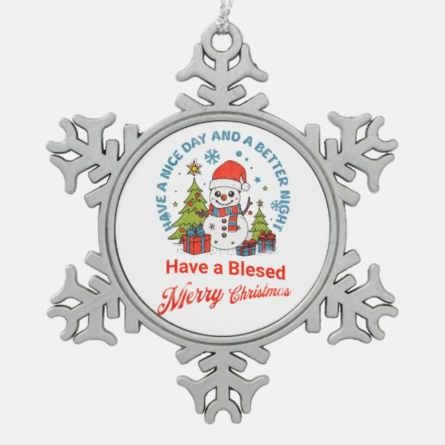 Ornement Flocon De Neige Ayez un Joyeux Noël béni (Devant)