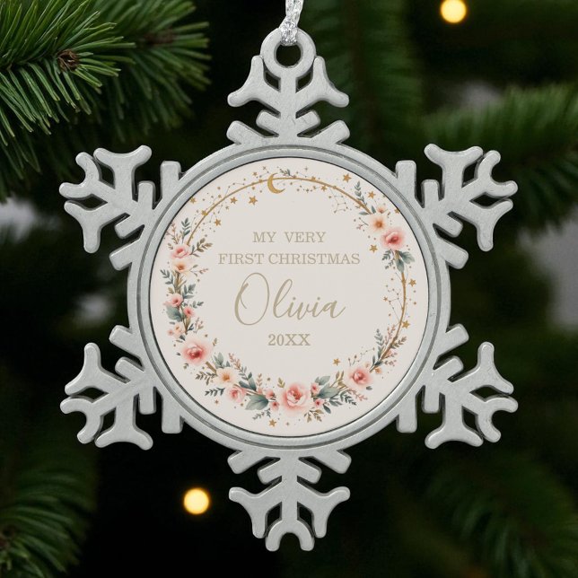 Ornement Flocon De Neige Baby céleste premier Noël personnalisé (Créateur téléchargé)