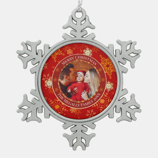 Ornement Flocon De Neige Baby's First Christmas Custom Name Photo Keepsake (Devant)