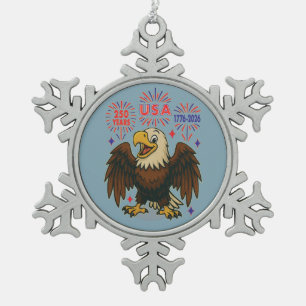 Ornement Flocon De Neige Bald Eagle avec Fireworks - USA 250 ans 1776-2026