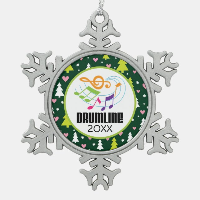 Ornement Flocon De Neige Bande personnalisée de Noël de Drumline (Devant)